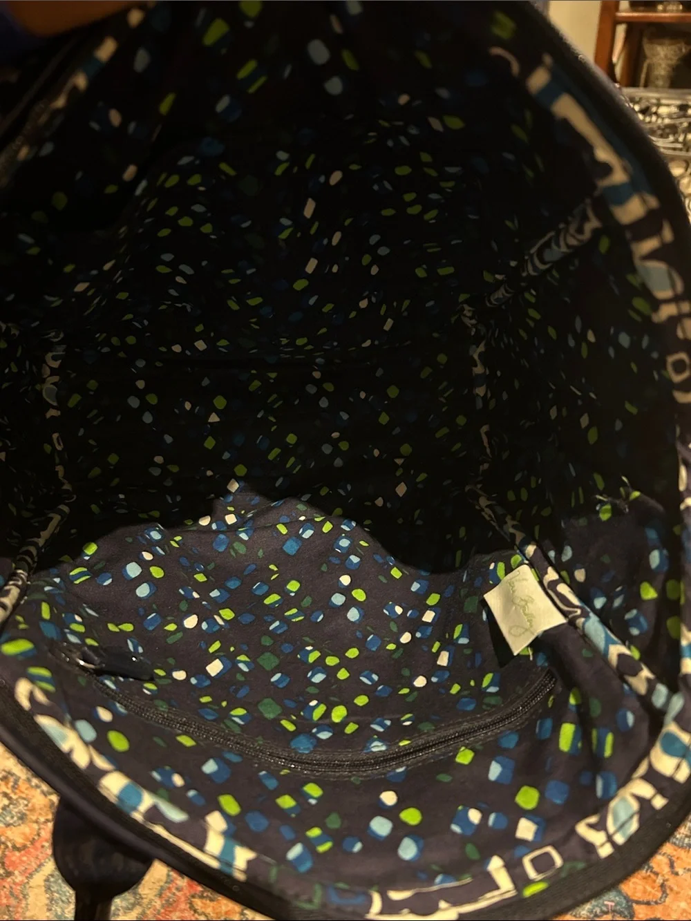 Vera Bradley Signature Print Trapeze Tote/Satchel  - Ink Blue - Picture 9 of 9